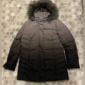 Calvin Klein Ombré Down Jacket with Faux Fur Hood